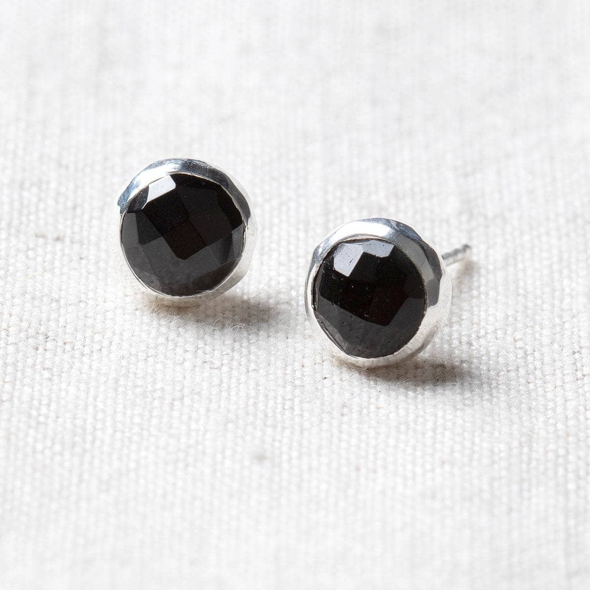 Black Tourmaline Silver or Gold Stud Earrings