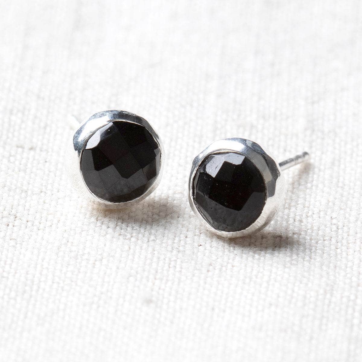 Black Tourmaline Silver or Gold Stud Earrings