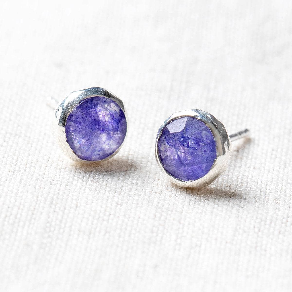 Blue Sapphire Silver or Gold Stud Earrings