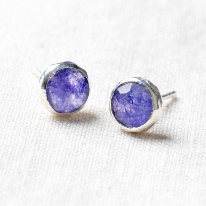 Blue Sapphire Silver or Gold Stud Earrings