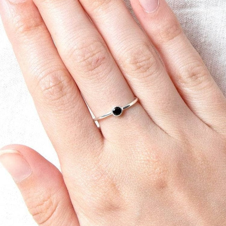 Black Tourmaline Silver, Gold or Rose Gold Ring