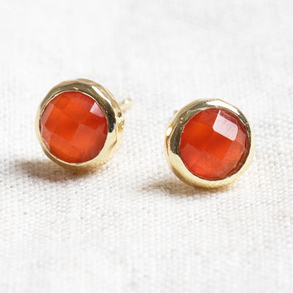 Carnelian Silver or Gold Stud Earrings