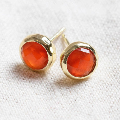 Carnelian Silver or Gold Stud Earrings