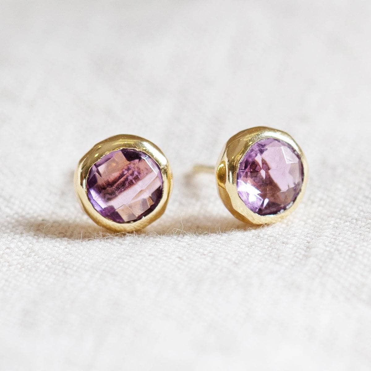 Amethyst Silver or Gold Stud Earring