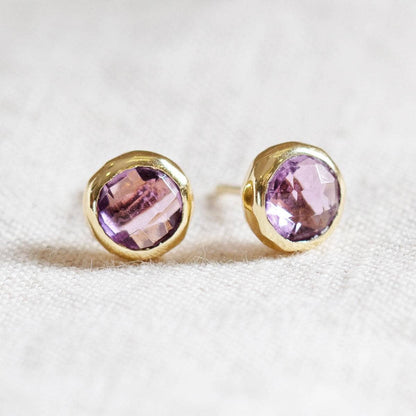 Amethyst Silver or Gold Stud Earring
