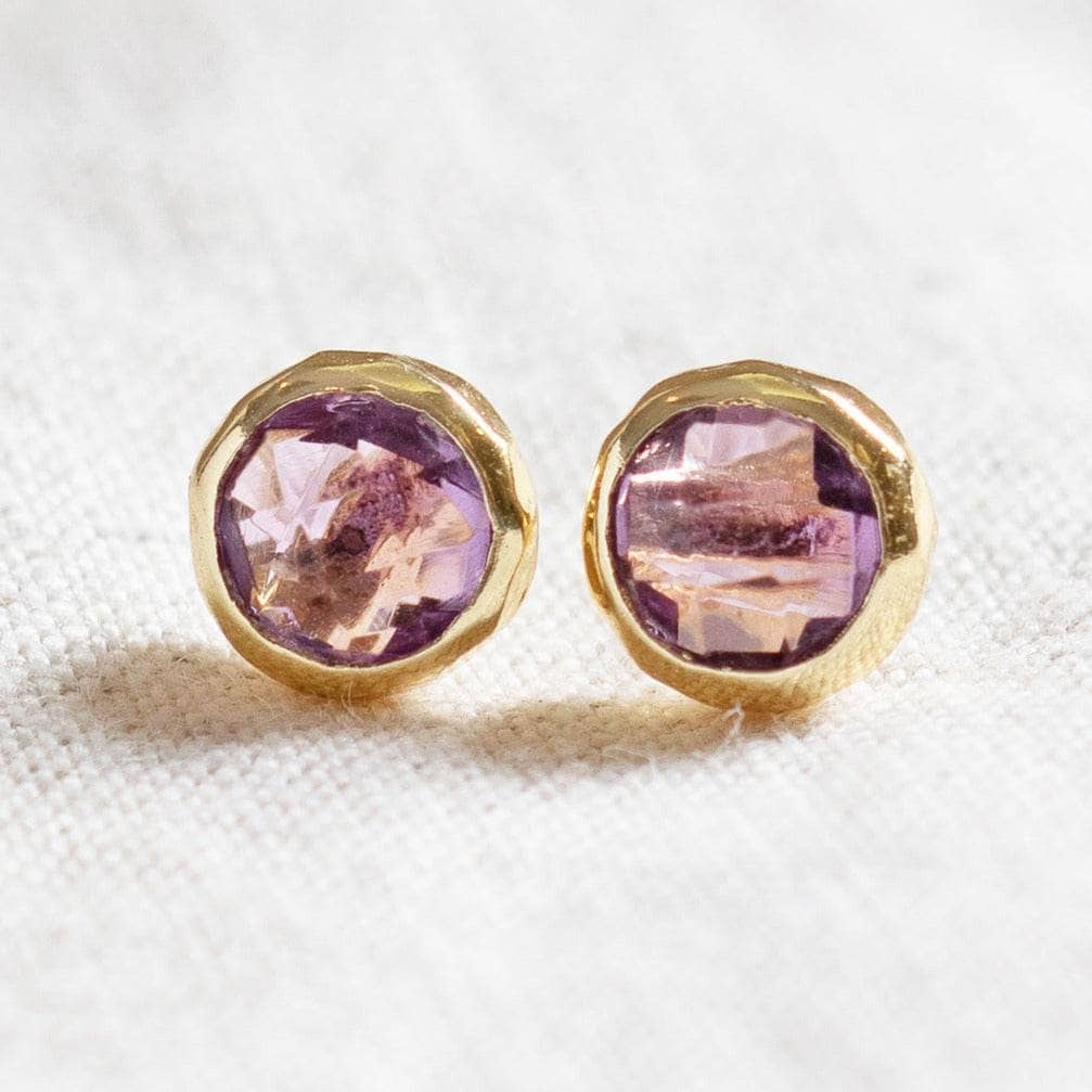 Amethyst Silver or Gold Stud Earring