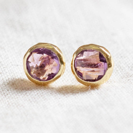 Amethyst Silver or Gold Stud Earring