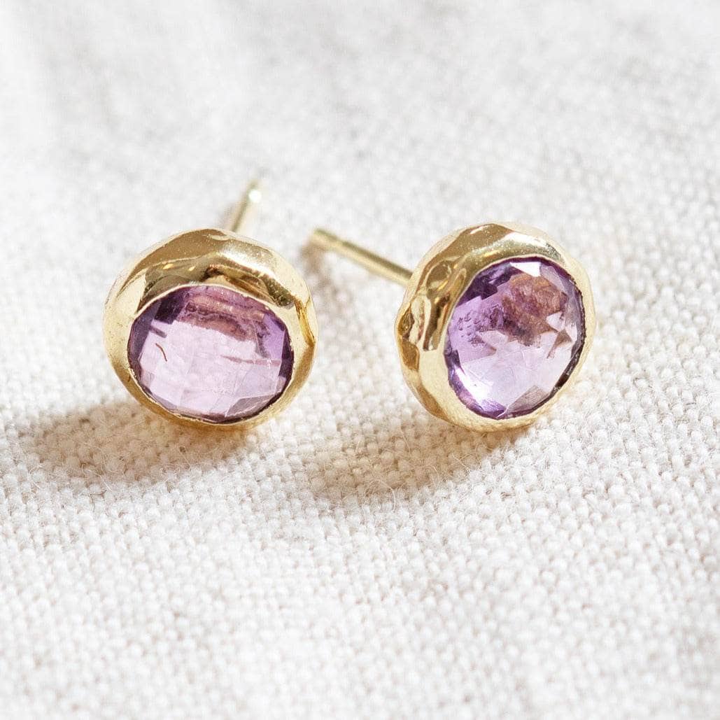 Amethyst Silver or Gold Stud Earring