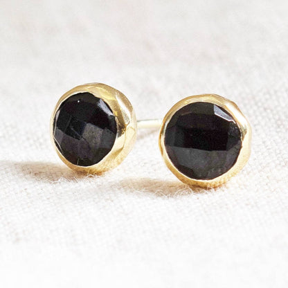 Black Tourmaline Silver or Gold Stud Earrings