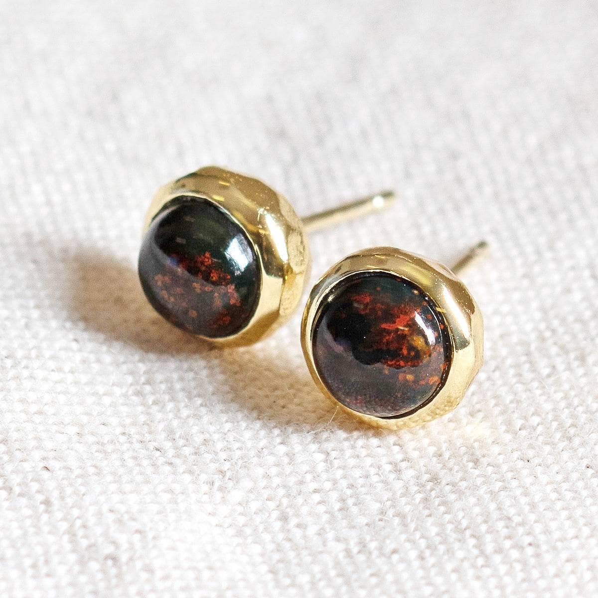 Bloodstone Gold or Silver Stud Earrings