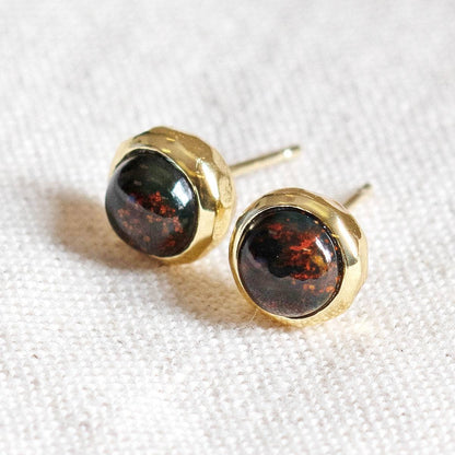 Bloodstone Gold or Silver Stud Earrings