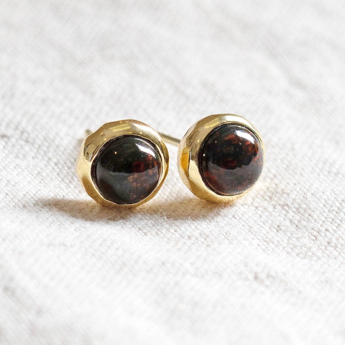 Bloodstone Gold or Silver Stud Earrings