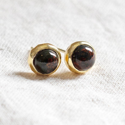 Bloodstone Gold or Silver Stud Earrings