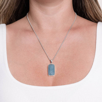 Aquamarine Rectangle Pendant Necklace