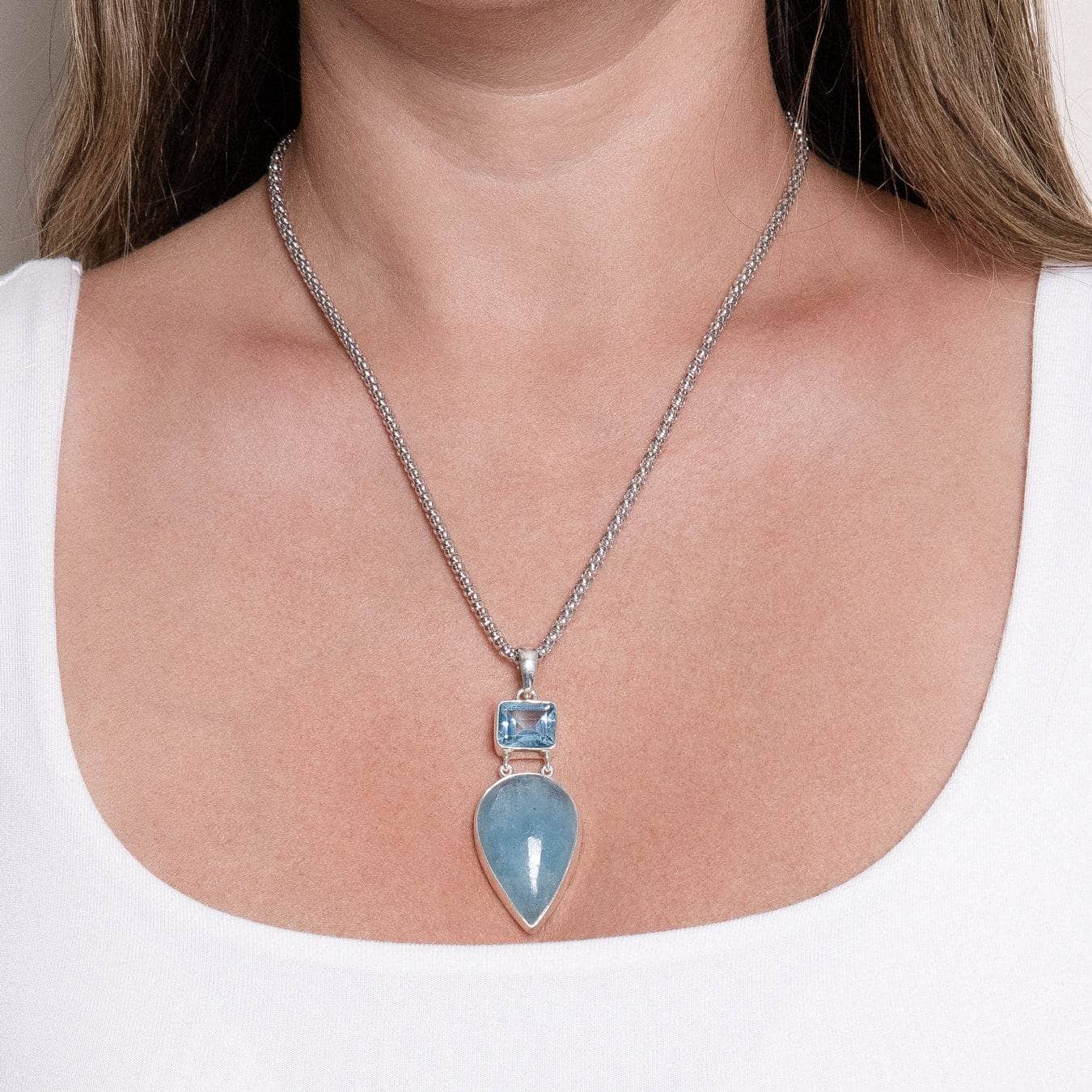 Aquamarine & Blue Topaz Pendant Necklace