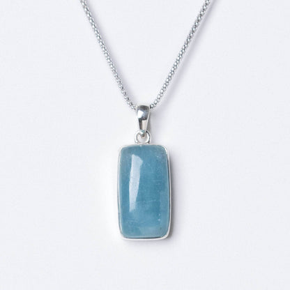 Aquamarine Rectangle Pendant Necklace