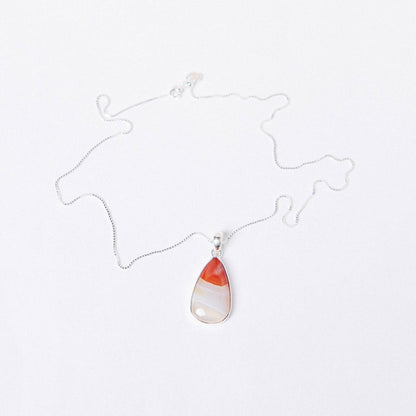 Carnelian Banded Agate Teardrop Pendant Necklace