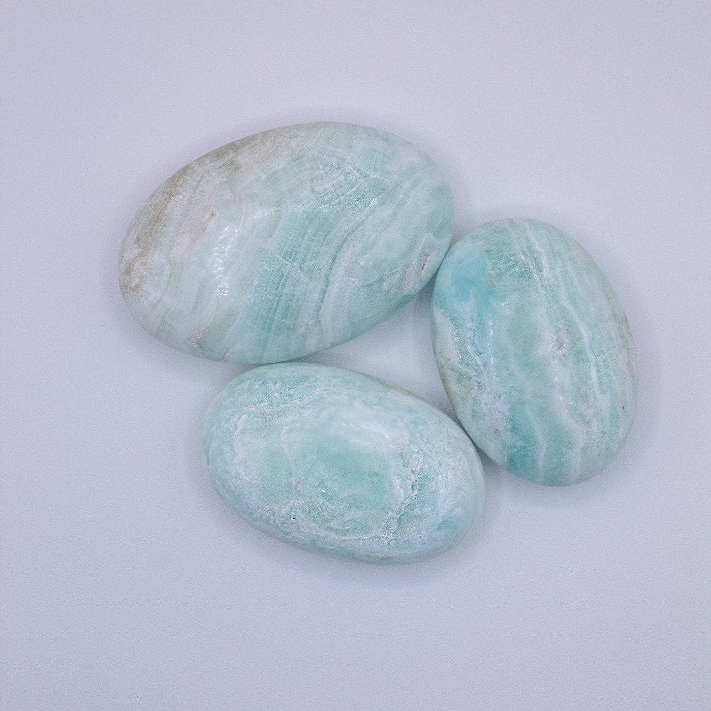 Blue Caribbean Calcite Palm Stones-AAA Premium Quality