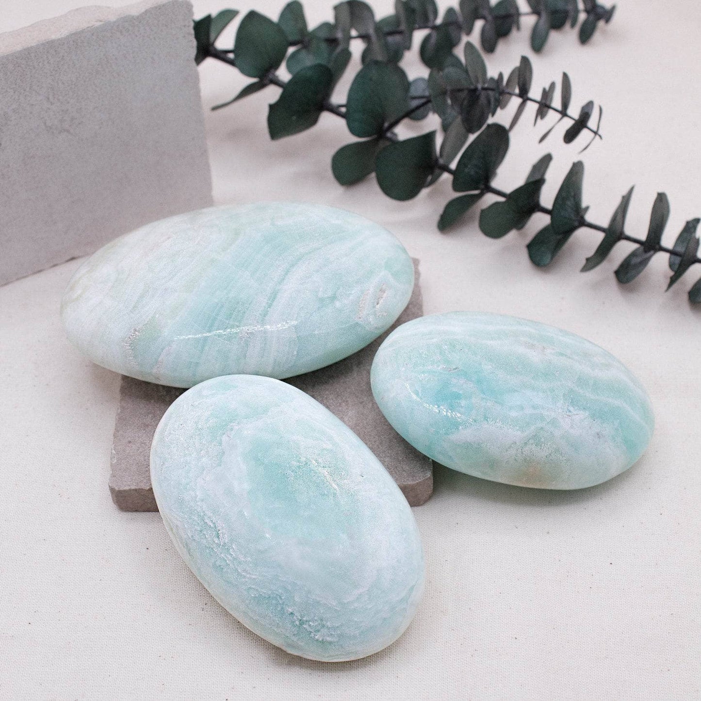 Blue Caribbean Calcite Palm Stones-AAA Premium Quality