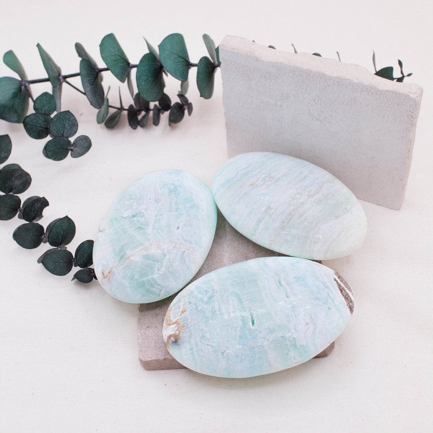 Blue Caribbean Calcite Palm Stones-AAA Premium Quality