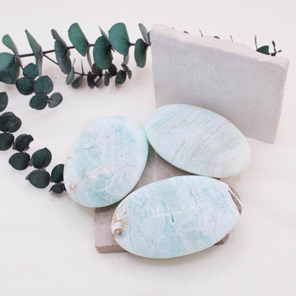 Blue Caribbean Calcite Palm Stones-AAA Premium Quality