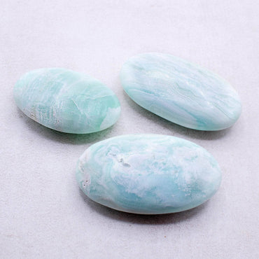 Blue Caribbean Calcite Palm Stones-AAA Premium Quality