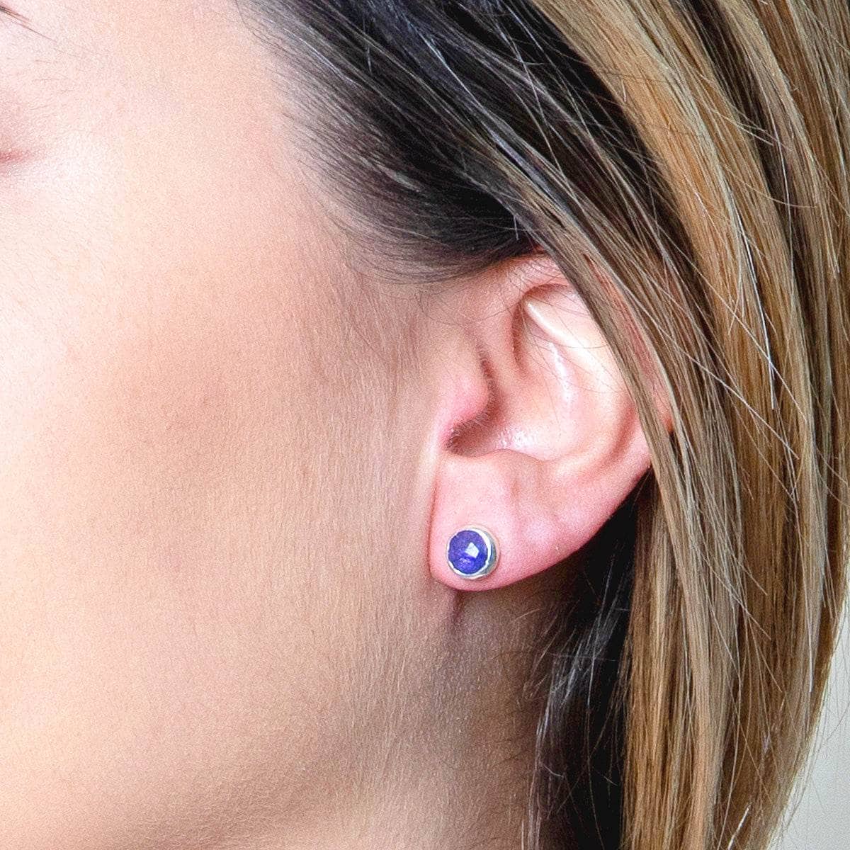 Blue Sapphire Silver or Gold Stud Earrings