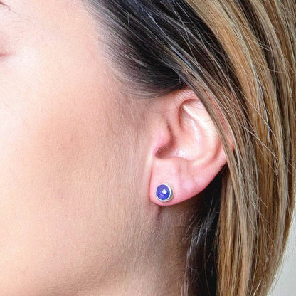 Blue Sapphire Silver or Gold Stud Earrings