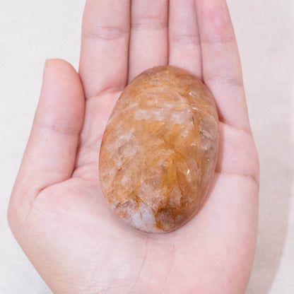 Yellow Hematoid Quartz Palm Stones - AAA Premium Quality