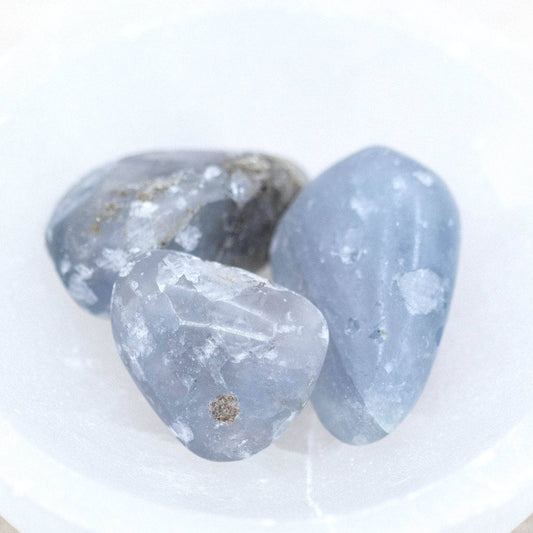 Celestine Pocket Stones - Natural Healing Crystals - Set of 3