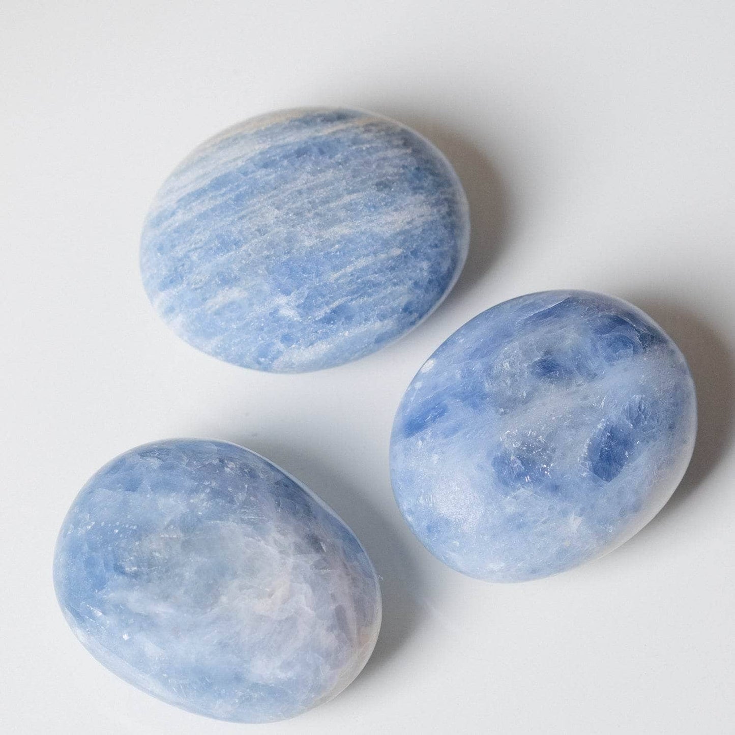 Blue Calcite Palm Stones - AAA Premium Quality