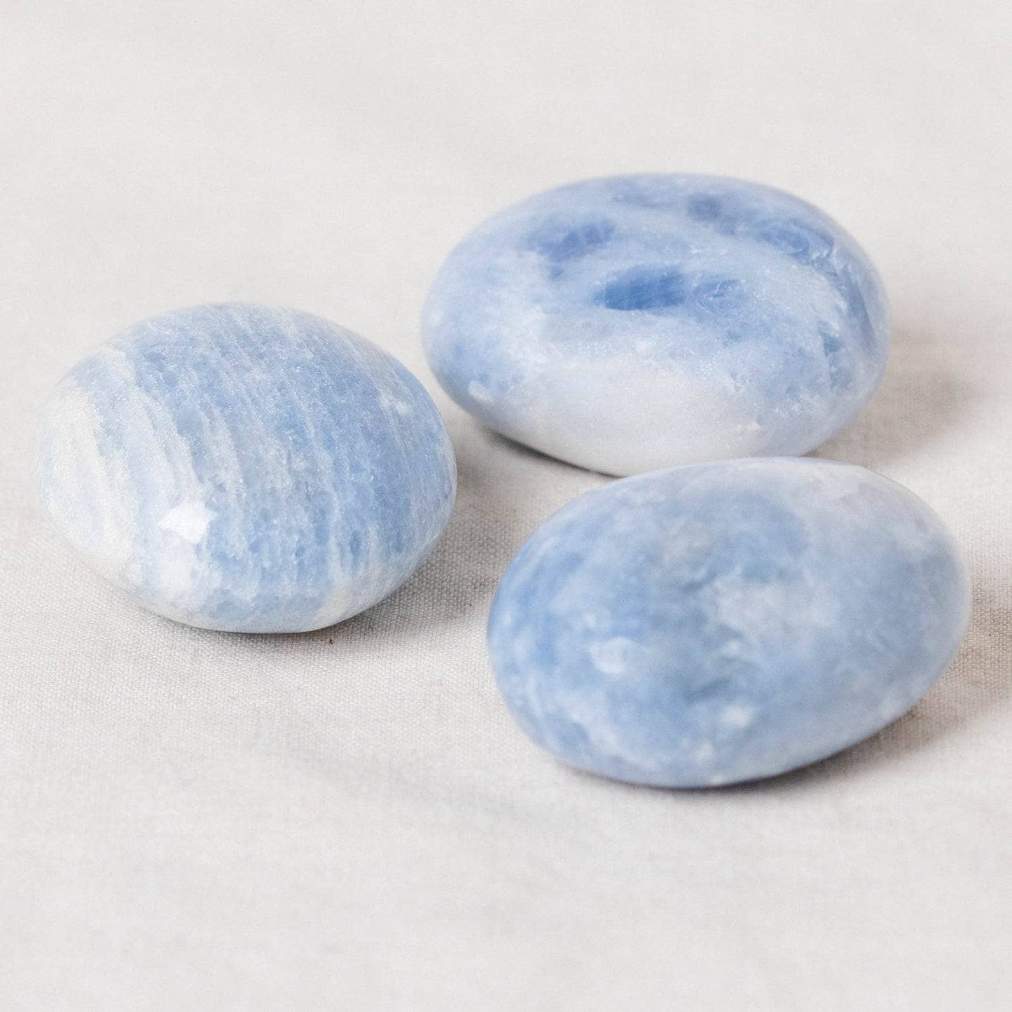 Blue Calcite Palm Stones - AAA Premium Quality