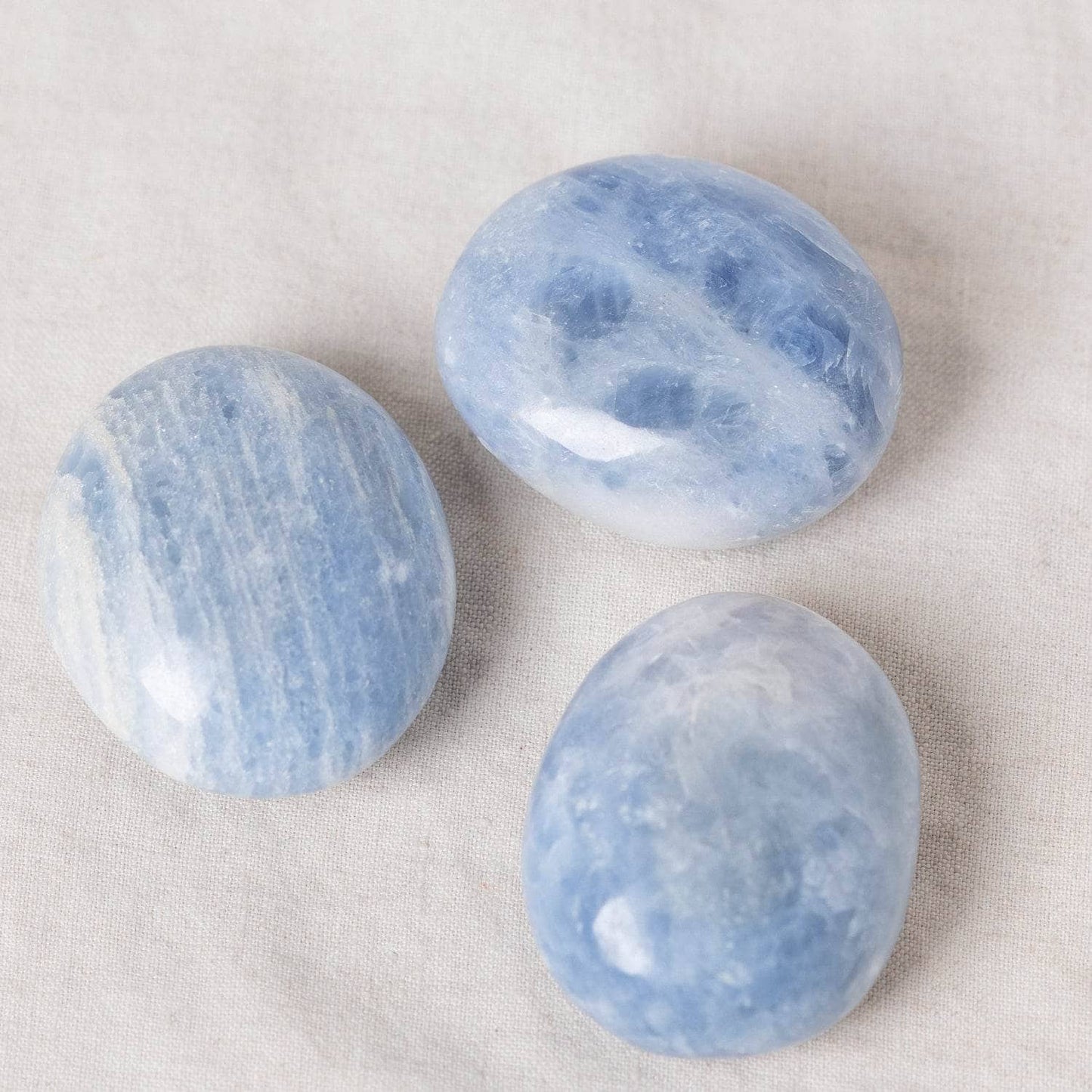 Blue Calcite Palm Stones - AAA Premium Quality