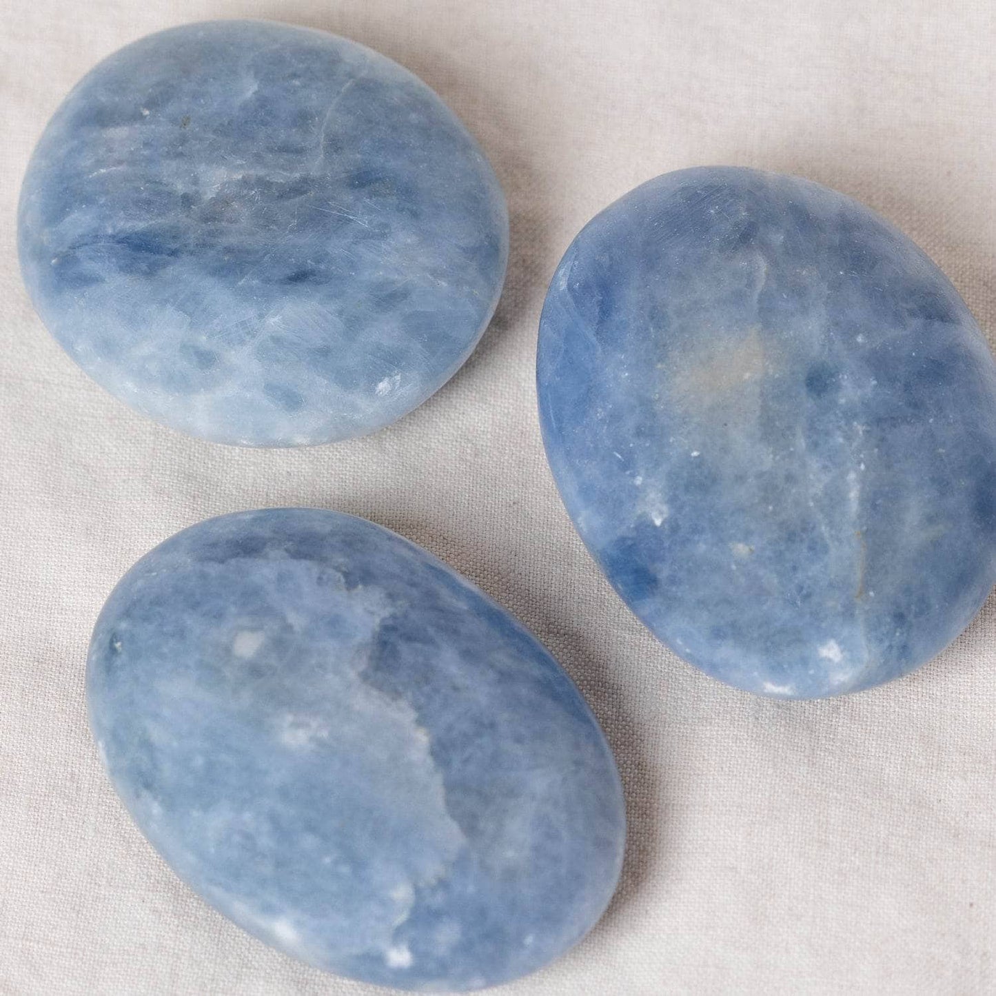 Blue Calcite Palm Stones - AAA Premium Quality