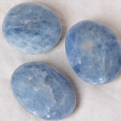 Blue Calcite Palm Stones - AAA Premium Quality