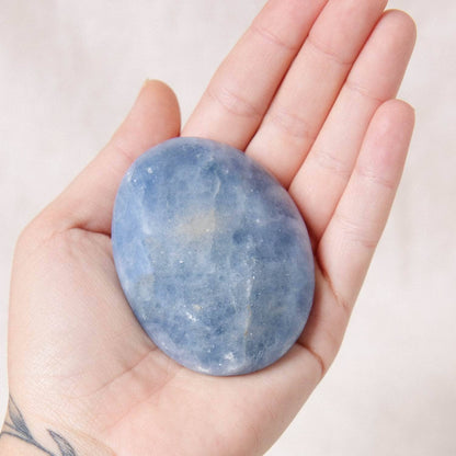 Blue Calcite Palm Stones - AAA Premium Quality