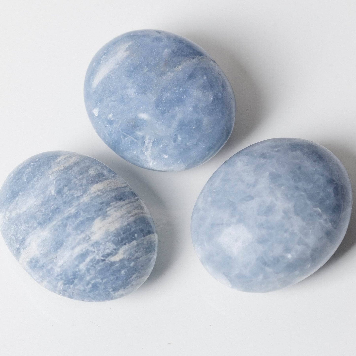 Blue Calcite Palm Stones - AAA Premium Quality