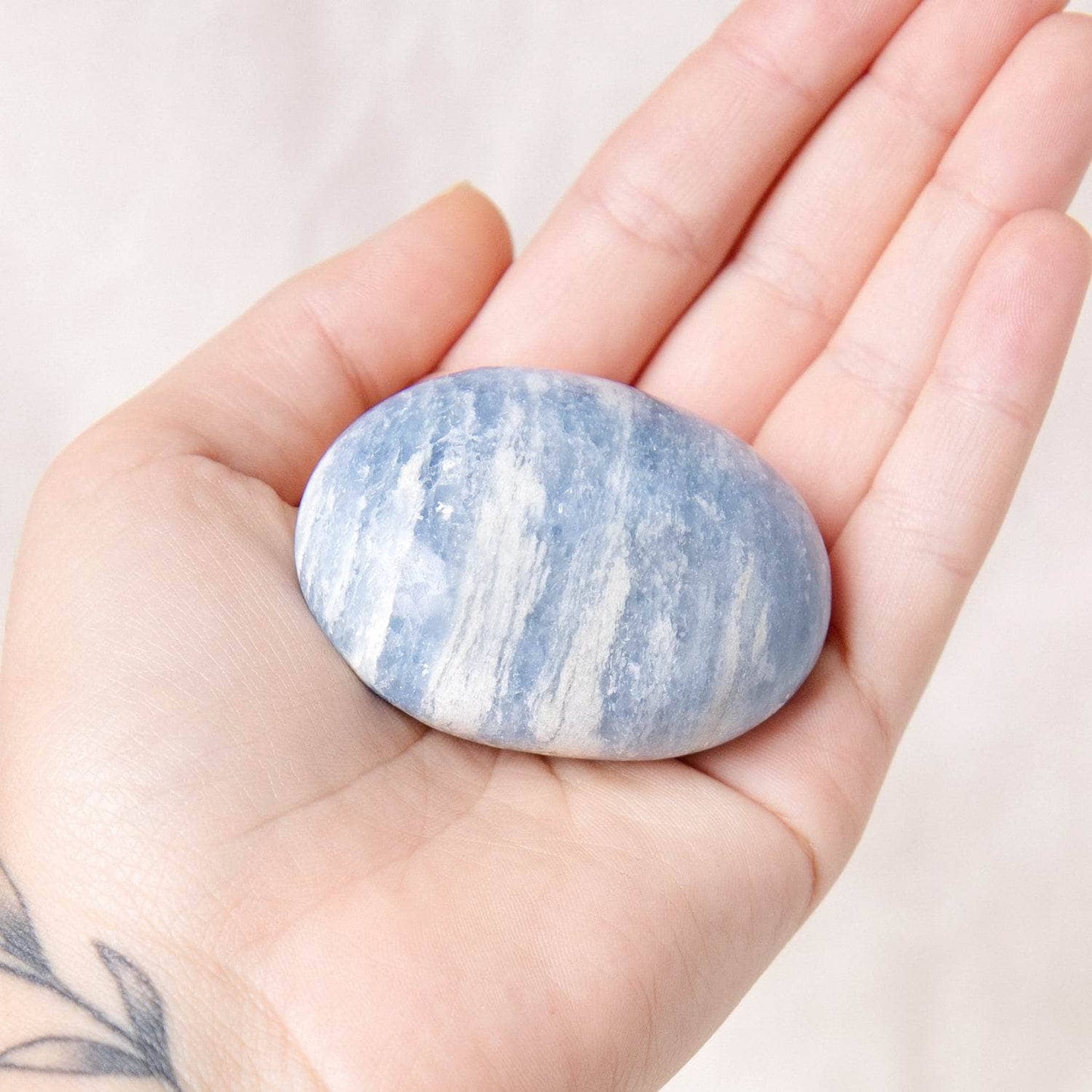 Blue Calcite Palm Stones - AAA Premium Quality