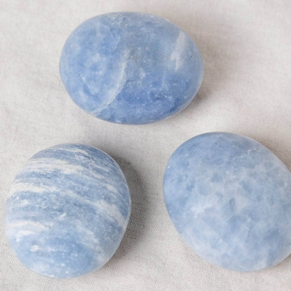 Blue Calcite Palm Stones - AAA Premium Quality