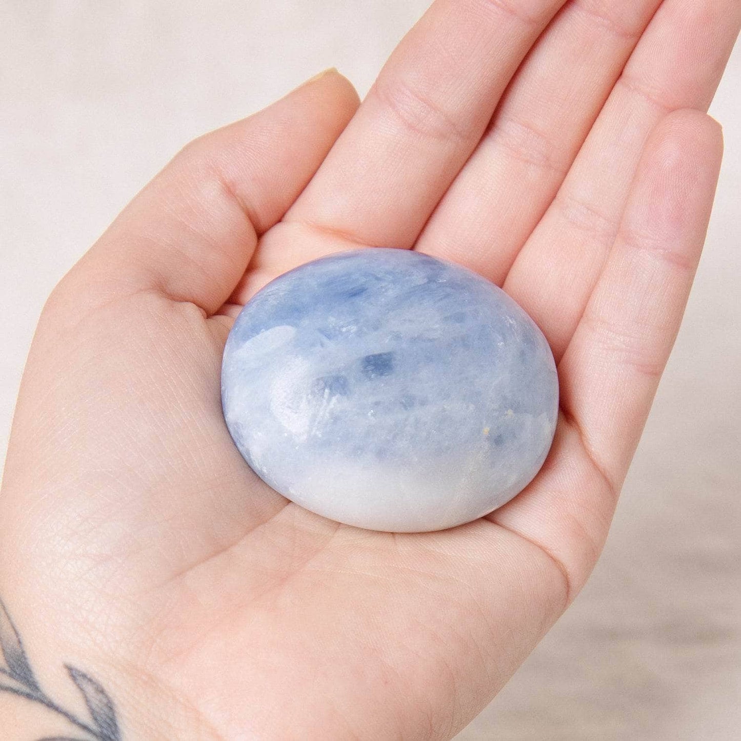 Blue Calcite Palm Stones - AAA Premium Quality