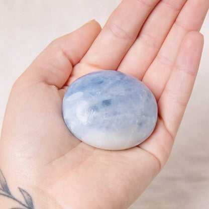 Blue Calcite Palm Stones - AAA Premium Quality