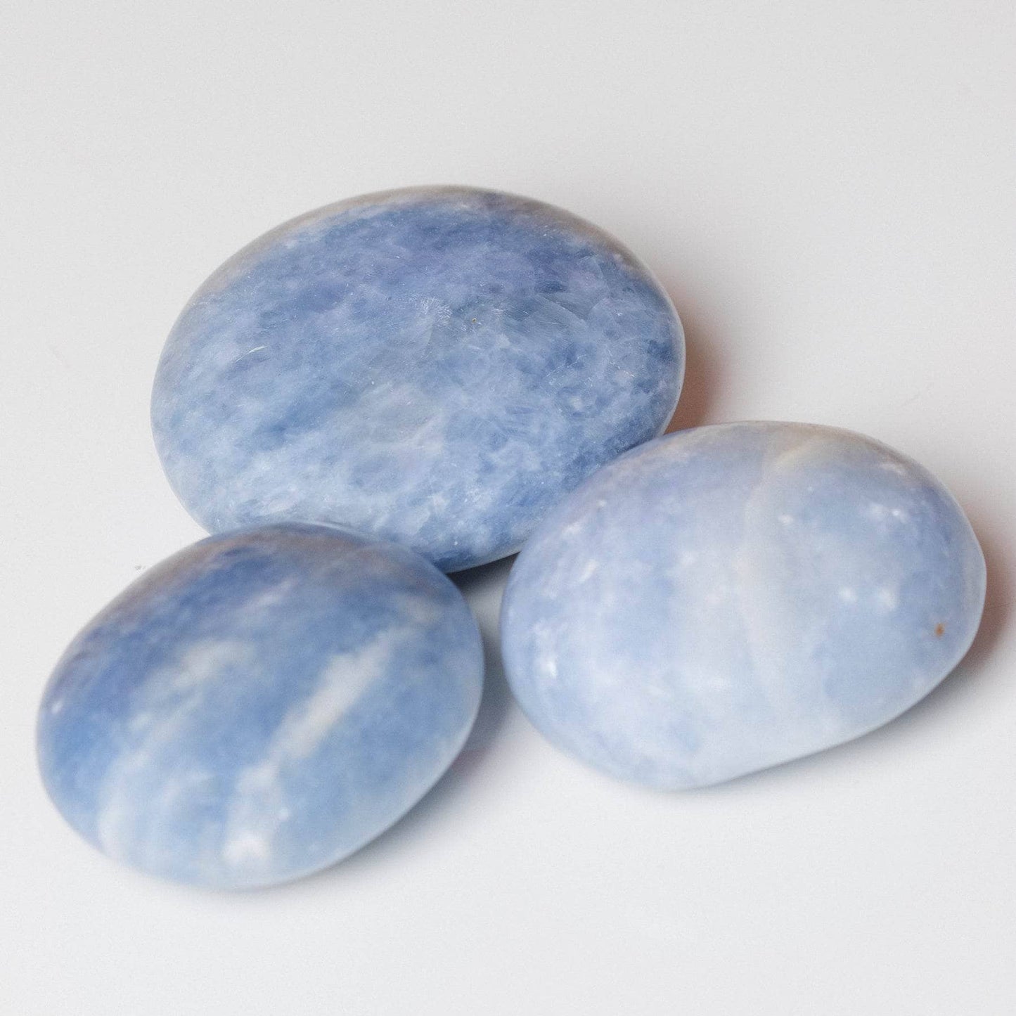 Blue Calcite Palm Stones - AAA Premium Quality
