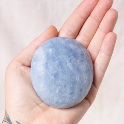 Blue Calcite Palm Stones - AAA Premium Quality