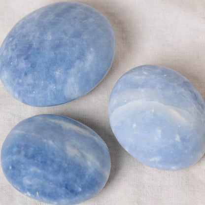 Blue Calcite Palm Stones - AAA Premium Quality