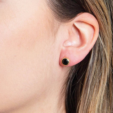 Black Tourmaline Silver or Gold Stud Earrings