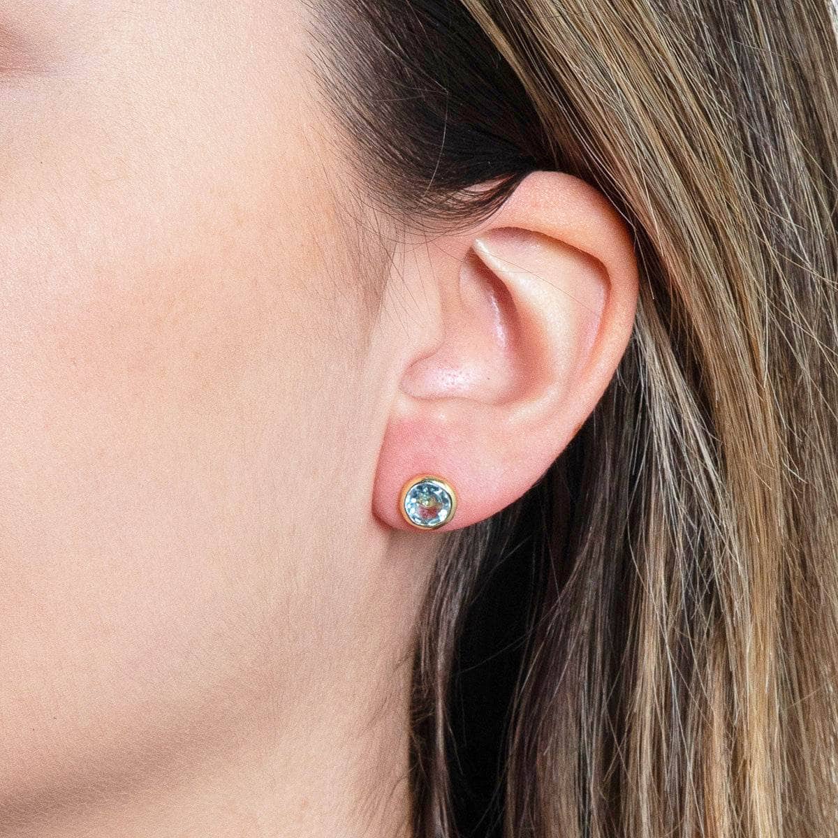 Blue Topaz Silver or Gold Stud Earrings